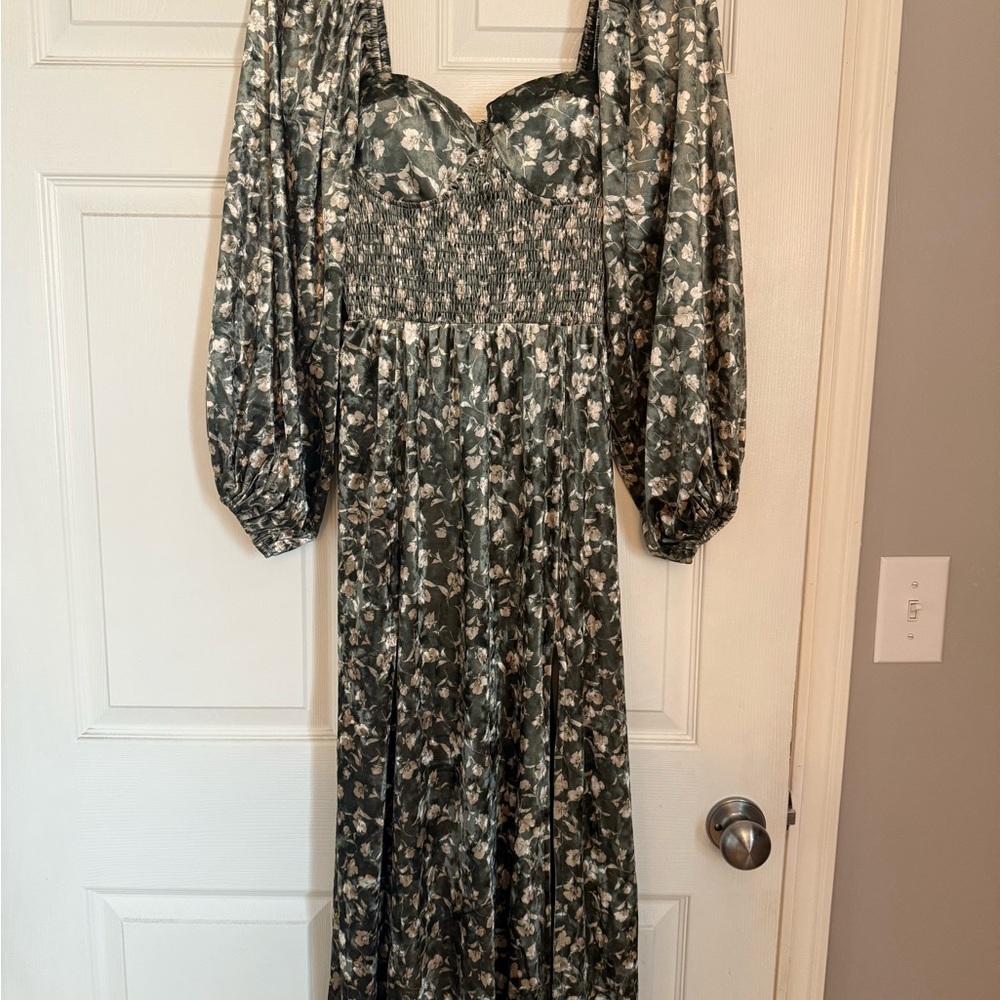 Floral Velvet Off-Shoulder Dress